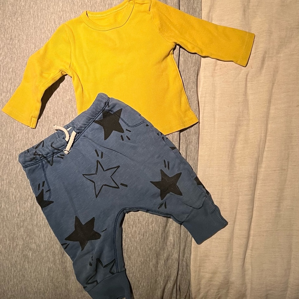 Cutest baby outfit 3-6 Months Star Harem Sweats + Ribbed Long Sleeve Shirt ⭐️